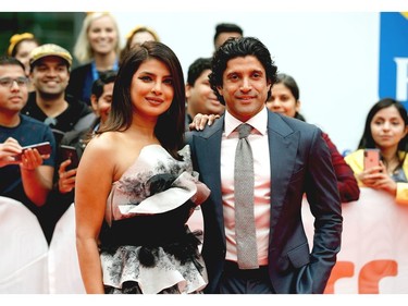 Priyanka Chopra Jonas and Farhan Akhtar attend "The Sky Is Pink" premiere during the 2019 Toronto International Film Festival at Roy Thomson Hall on September 13, 2019 in Toronto, Canada.