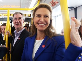 Ottawa Mayor Jim Watson, left, and Caroline Mulroney at the LRT launch in Ottawa, September 14, 2019.  Jean Levac/Postmedia News