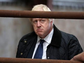 British Prime Minister Boris Johnson is pictured during a visit to Darnford Farm, near Aberdeen, Scotland, on Sept. 6, 2019. (Getty Images)