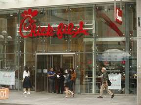 The first Chick-Fil-A store in Toronto opens on Friday at 709 Yonge St., south of Blood St., on  Sept. 3, 2019. (Jack Boland/Toronto Sun)