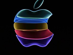 The backdrop for a product launch event at Apple’s headquarters in Cupertino, Calif., on Sept. 10, 2019. (AFP/Getty Images)