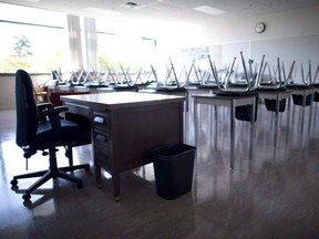 An empty classroom. (The Canadian Press).