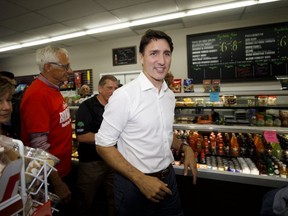 Canadian Prime Minister Justin Trudeau greets supporters as he campaigns for re-election Sept. 23, 2019 in Stoney Creek. (Getty Images)