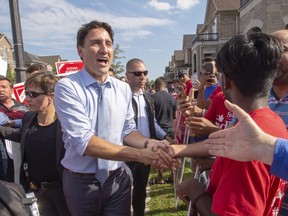 Liberal Leader Justin Trudeau greets supporters while campaigning Sunday, September 22, 2019 in Brampton. THE CANADIAN PRESS/Ryan Remiorz
