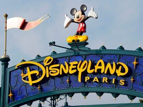 A photo taken on August 13, 2015 shows a sign above the entrance at Disneyland Paris in Marne-la-Vallee.  BERTRAND GUAY/AFP/Getty Images