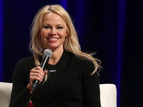 Pamela Anderson was takes part in a question and answer session at the Calgary Expo on Sunday April 28, 2019.