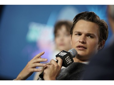 Actor Ansel Elgort speaks during a press conference for The Goldfinch at the Toronto International Film Festival in Toronto,  on Sept. 8, 2019.