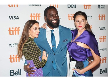 (L-R) Actors Lindsay Sloane, Shamier Anderson and Shailene Woodley attend the premiere of "Endings, Beginnings" during the 2019 Toronto International Film Festival Day 4, 
Sept. 8, 2019, in Toronto.