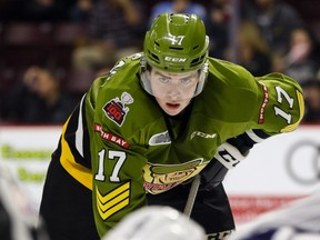 Justin Brazeau, who had a 61-goal season for the North Bay Battalion of the OHL last season, scored two goals for the Maple Leafs rookies on Saturday against the Chicago Blackhawks rookies. (Getty Images File Photo)