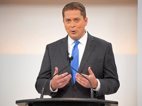 Conservative leader Andrew Scheer speaks at the Maclean's/Citytv National Leaders Debate on the second day of the election campaign in Toronto, Ontario, Canada September 12, 2019.
