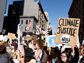 Young people protest outside of the San Francisco Federal Building during a Climate Strike march in San Francisco on Sept. 20, 2019.