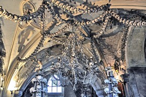The Sedlec Bone Church includes the bones of 40,000 victims of wars and plague. (Cameron Hewitt)