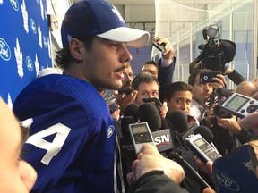 Auston Matthews speaks to the media on Wednesday, Sept. 25, 2019. (Lance Hornby/Toronto Sun)