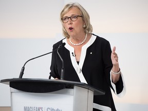 Green Party Leader Elizabeth May speaks during the Maclean's/Citytv National Leaders Debate in Toronto on Thursday, Sept. 12, 2019. (THE CANADIAN PRESS/Frank Gunn)