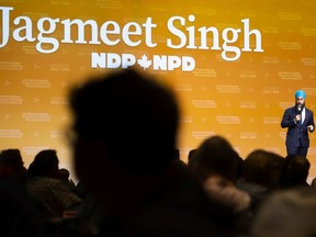 NDP Leader Jagmeet Singh speaks to delegates and supporters at the Ontario NDP Convention in Hamilton, Ont., on June 16, 2019.