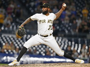 Felipe Vazquez of the Pittsburgh Pirates pitches against the Miami Marlins at PNC Park on September 3, 2019 in Pittsburgh. (Justin K. Aller/Getty Images)