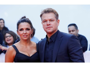 Actor Matt Damon and wife Luciana Barroso pose as she arrive at the international premiere of "Ford V Ferrari" at the Toronto International Film Festival (TIFF) in Toronto, Ontario, Canada September 9, 2019.  REUTERS/Mario Anzuoni ORG XMIT: MMX290