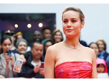 Brie Larson poses as she arrives for a gala presentation of "Just Mercy" at the Toronto International Film Festival (in Toronto, Sept. 6, 2019.