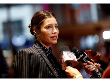 Actor Jessica Biel talks with media during a presentation of "Limetown" at the Toronto International Film Festival in Toronto, Sept. 6, 2019. REUTERS/Mario Anzuoni