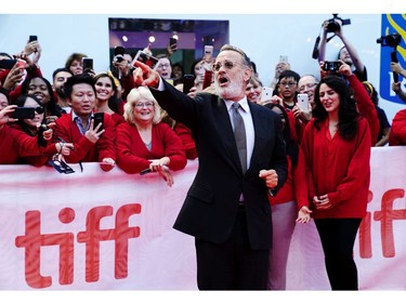 Tom Hanks arrives for the gala presentation of "A Beautiful Day in the Neighborhood" at the Toronto International Film Festival 
in Toronto on Sept. 7, 2019.