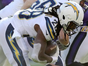 Melvin Gordon is returning to the Los Angeles Chargers as their No. 1 running back, but wont suit up for Sundays game.. (Photo by Rob Carr/Getty Images)