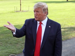 U.S. President Donald Trump speaks to the media before departing from the White House on September 16, 2019 in Washington, DC. President Trump is traveling to Albuquerque, N.M. to attend a "Keep America Great" rally.