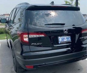 Investigators are looking for a black 2019 Honda Pilot, Ontario licence plate CJRP 993, that may have been stolen and used as a getaway vehicle after D’rae Rhooms-Peters, 18, of Brampton, was gunned down on Hwy. 410, near Sandalwood Pkwy. E., on Monday, Sept. 16, 2019. (Peel Regional Police handout)