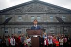 Prime Minister Justin Trudeau speaks during a news conference at Rideau Hall after asking Governor General Julie Payette to dissolve Parliament, and mark the start of a federal election campaign in Canada, in Ottawa September 11, 2019. REUTERS/Patrick Doyle