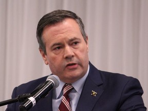 Premier Jason Kenney speaks at the Oil Sands Trade Show at MacDonald Island Park's Shell Place Ballroom on Tuesday, September 10, 2019.