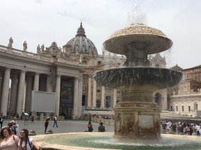 St. Peter’s Square, with a colonnade of 140 statues of saints and martyrs, can hold 100,000 people. (Lance Hornby/Toronto Sun)