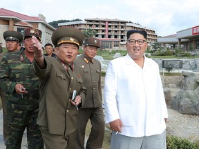 North Korean leader Kim Jong Un visits the construction site of the Yangdok County Hot Spring Resort in North Korea in this undated photo released on August 30, 2019 by North Korea's Korean Central News Agency (KCNA).
