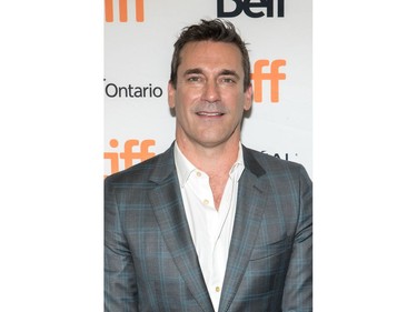 Jon Hamm smiles at the red carpet premiere for "Lucy in the Sky" at the Toronto International Film Festival, Sept. 12, 2019.