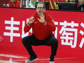 Canada coach Nick Nurse yells instructions during a World Cup game against Senegal September 5, 2019. (REUTERS/Kim Kyung-Hoon)