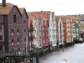 Colourful 18th-century wooden buildings along the Nidelva River in Trondheim. (Ian Robertson/Toronto Sun files)