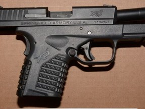 A Springfield 9-mm pistol recovered by Toronto Police on Sept. 7, 2019.