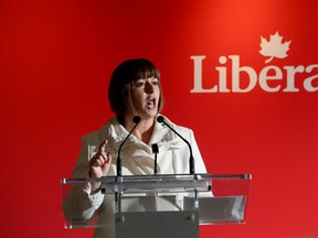 Liberal candidate Marie-France Lalonde talks in Orleans Thursday Sept 19, 2019. Tony Caldwell/Postmedia