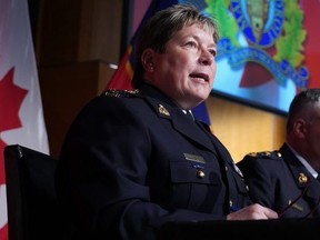 RCMP Commissioner Brenda Lucki provides an update on the investigation, arrest and charges against Cameron Ortis at RCMP National Headquarters in Ottawa on September 17, 2019. THE CANADIAN PRESS/Chris Wattie