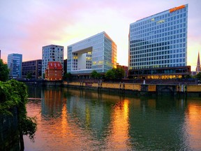 The sun sets on Hamburg on a warm summer night. (DAVE POLLARD/Toronto Sun)