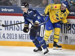 Defenceman Teemu Kivihalme (left) signed a one-year, entry-level deal with the Maple Leafs back in May. 
(THE CANADIAN PRESS/FILES)