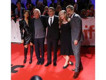 Premiere of The Joker with (pictured L-R) Zazie Beetz, Robert De Niro, Joaquin Phoenix  Frances Conroy and director Todd Phillips  during the Toronto International Film Festival in Toronto on Monday September 9, 2019. Jack Boland/Toronto Sun/Postmedia Network