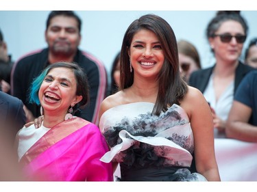 Shonali Bose and Priyanka Chopra attend "The Sky is Pink" premiere at the Toronto International Film Festival on Sept. 13, 2019, in Toronto.