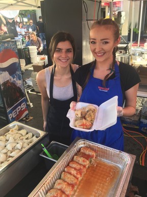 Amanda and Agata serve up food at the Toronto Ukrainian Festival