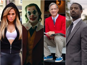 Jennifer Lopez in Hustlers; Joaquin Phoenix in Joker; Tom Hanks in A Beautiful Day in the Neighborhood; and Michael B. Jordan in Just Mercy.