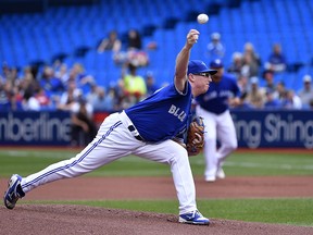 Toronto Blue Jays pitcher Trent Thornton (57) delivers against the Tampa Bay Rays Saturday at Rogers Centre. (Eric Bolte-USA TODAY Sports)