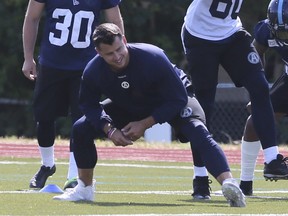 Zach Collaros, who might not throw a pass for the Argos this season as he recovers from injury, would seem to be the one QB the team would like to keep.  Veronica Henri/Toronto Sun
