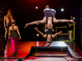 Cirque du Soleil artists perform acrobatic moves during the Power Track Act during a rehearsal of Alegra under the Big Top at Ontario Place in Toronto, Ont. on Wednesday September 18, 2019. The show runs from September 12 to November 24. Ernest Doroszuk/Toronto Sun/Postmedia