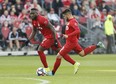 Toronto FC's Alejandro Pozuelo takes a free kick during Sunday's win over Columbus. (USA TODAY SPORTS)