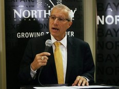 Nipissing PC MPP Vic Fedeli speaks at North Bay city hall Oct. 4, 2019 for the launch of a new business retention and expansion program in North Bay. Michael Lee/Postmedia Network