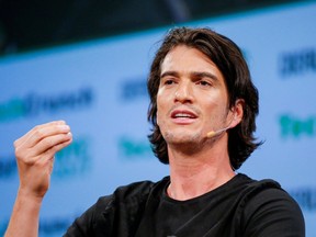 Adam Neumann, then CEO of WeWork, speaks to guests during the TechCrunch Disrupt event in Manhattan, in New York City May 15, 2017. REUTERS/Eduardo Munoz