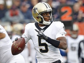 Teddy Bridgewater of the New Orleans Saints throws a pass against the New Orleans Saints during the first half at Soldier Field on Oct. 20, 2019 in Chicago, Ill. (Nuccio DiNuzzo/Getty Images)